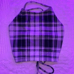 Super cute black and white plaid strappy lace up top🖤🤍🖤